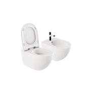 Azzurra Ceramica "Comoda" Coppia Di Sanitari Sospesi Bianco Opaco Senza Brida