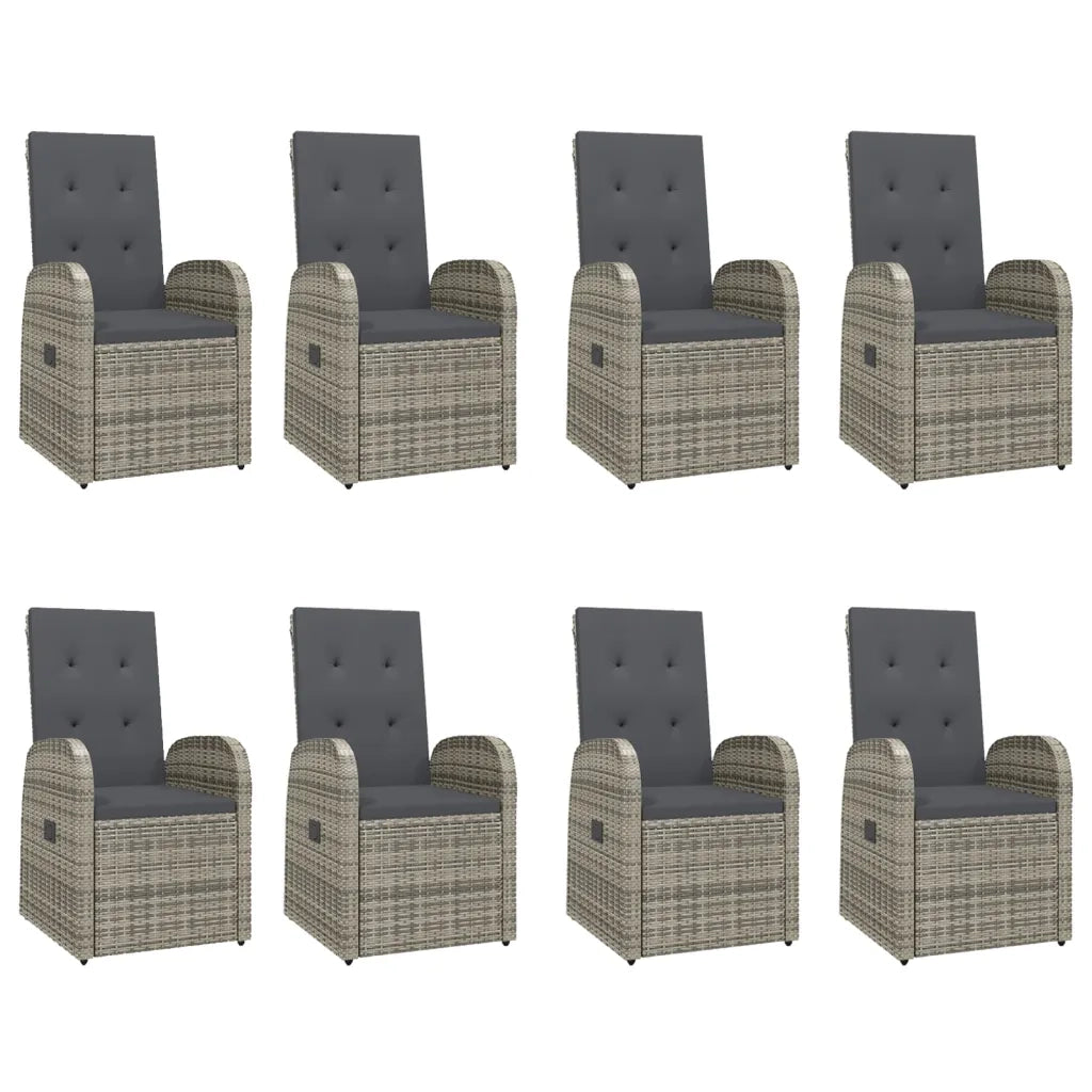 Set da Pranzo da Giardino 9 pz con Cuscini in Polyrattan Grigio 3157589
