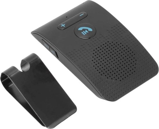 Sistema di diffusione audio Bluetooth per auto con clip e fissaggio posteriore.