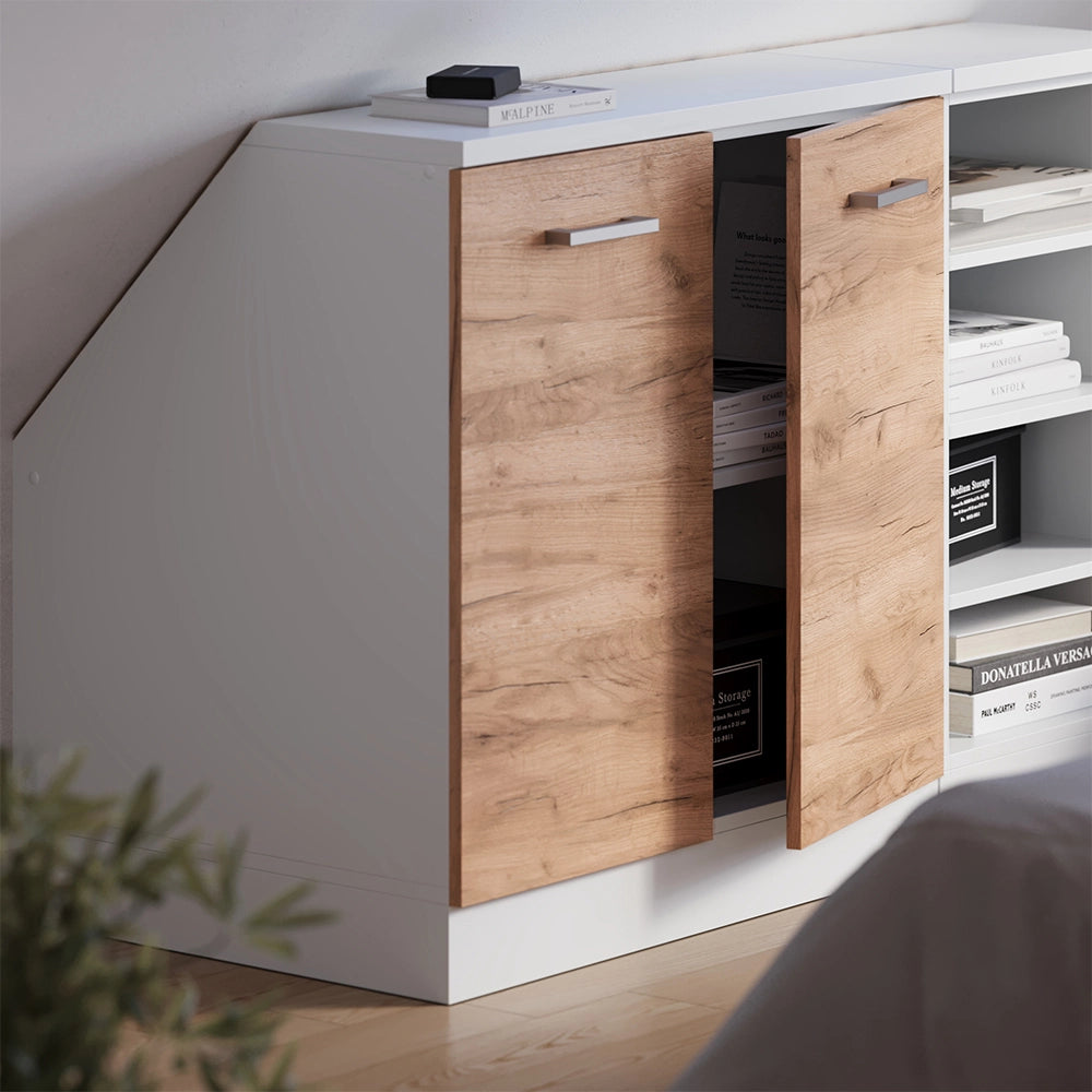 Mobile cucina sottotetto R-Line Rovere dorato/Bianco 80 cm con 2 porte, carcassa 60 cm profondità Vicco