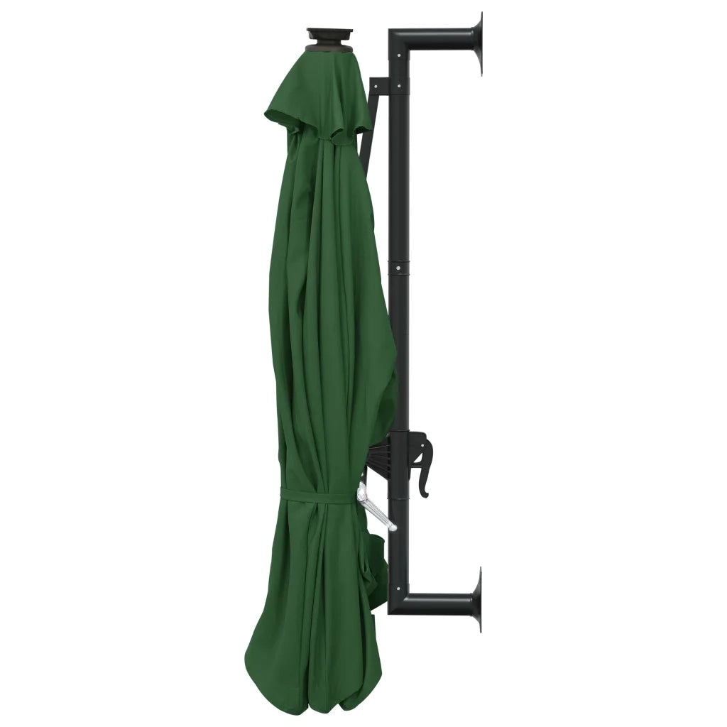 Ombrellone da Giardino-Ombrello da Balcone a Parete con LED 300 cm Verde