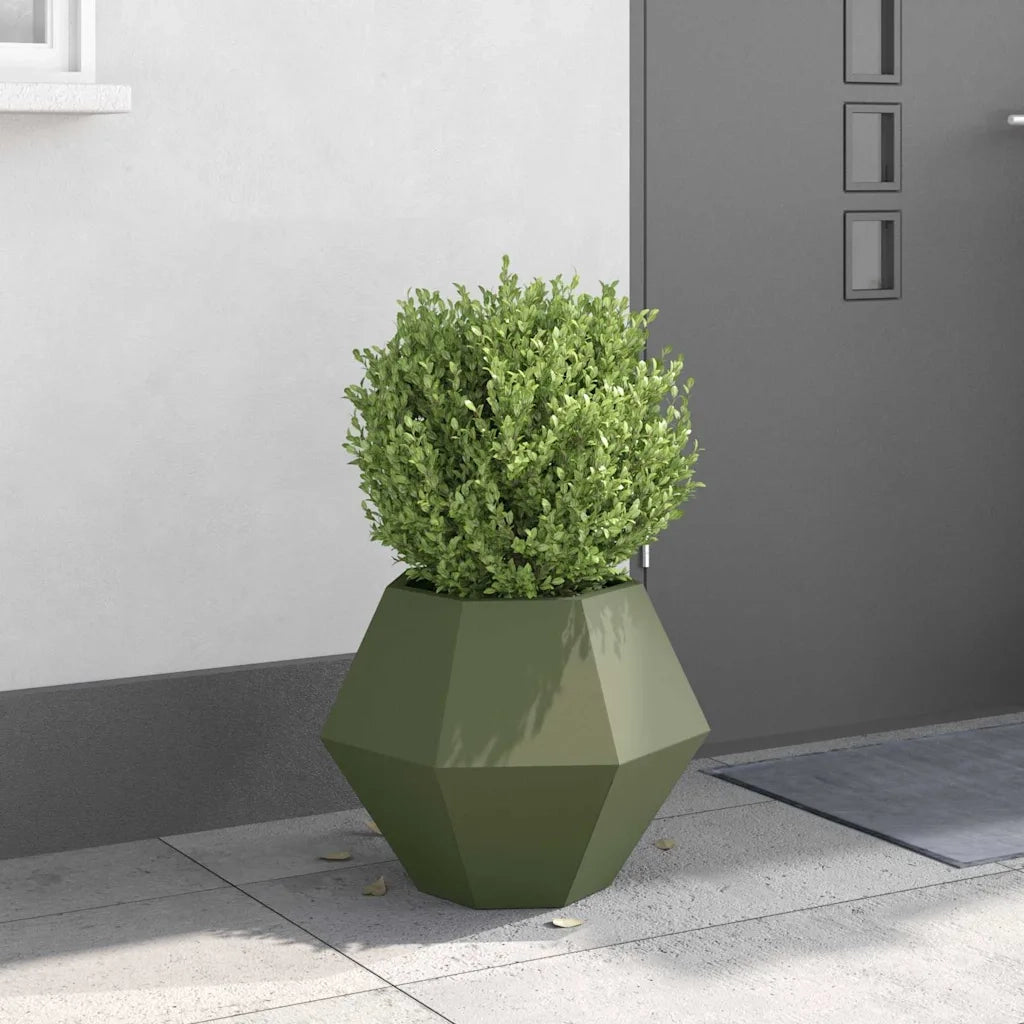 Fioriera | Cassetta per fiori | Vaso Verde oliva 50 x 50 x 40 cm Acciaio