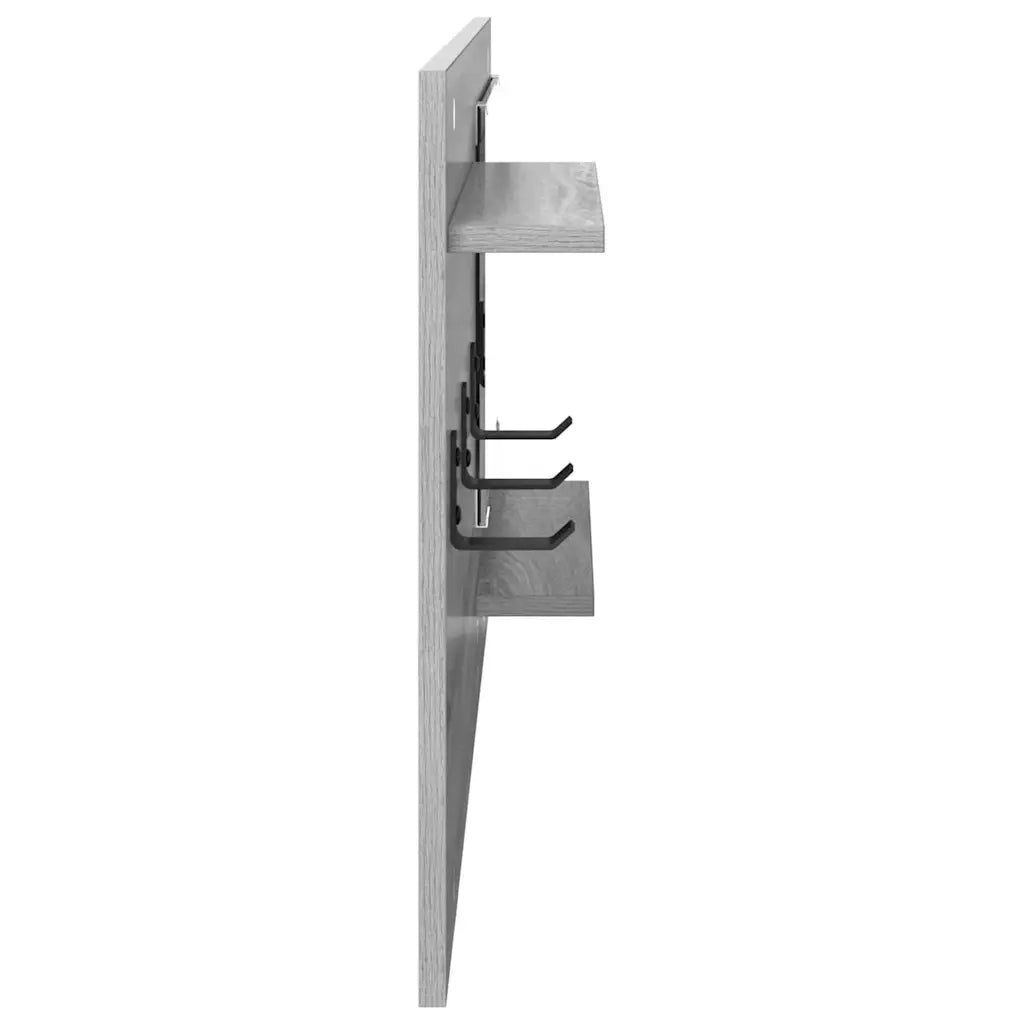 vidaXL Appendiabiti a muro con specchio Grigio sonoma 90 x 10 x 50 cm