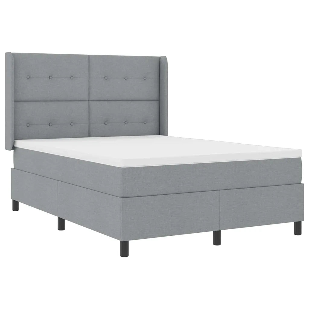 Letto a Sorgente LED Grigio chiaro 160 x 200 cm Tessuto
