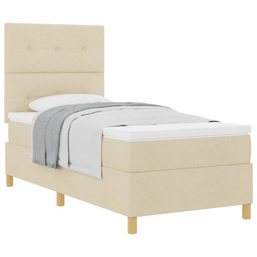 Letto a molle con materasso Crema 90 x 200 cm Tessuto 3339593