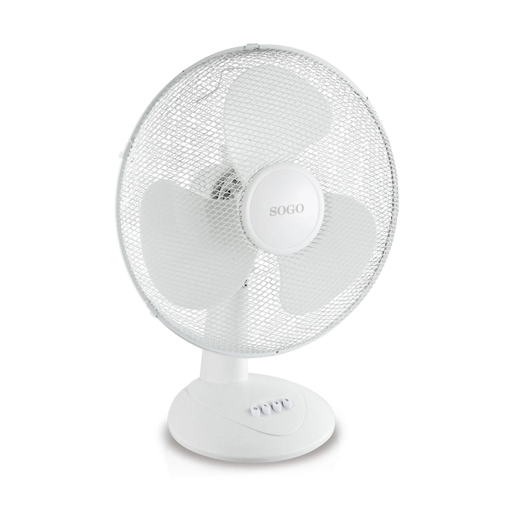 Ventilatore da tavolo elettrico 40cm, 3 velocità con oscillazione, base tonda stabile, funzione inclinazione 50W - SOGO