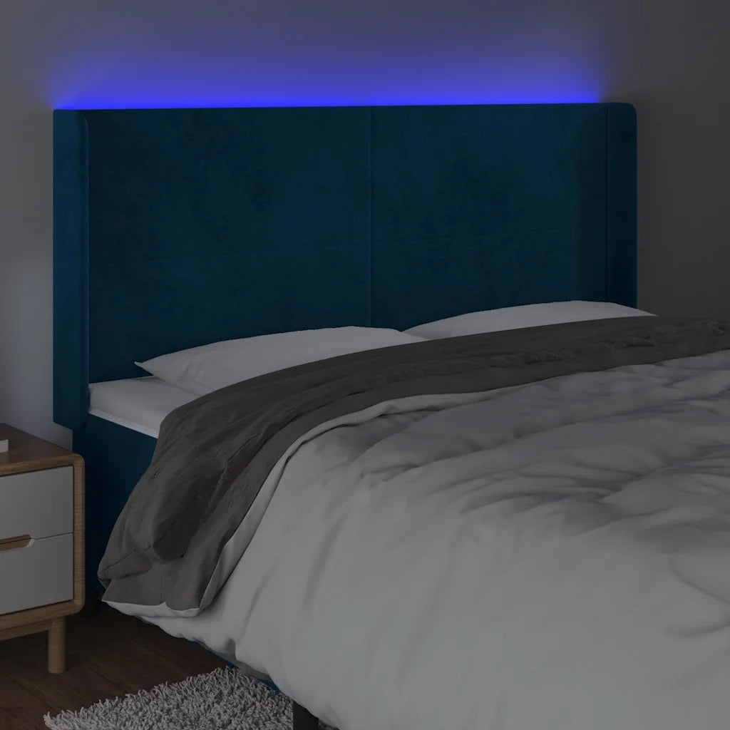 Testiera a LED Blu Scuro 203x16x118/128 cm in Velluto 3123838