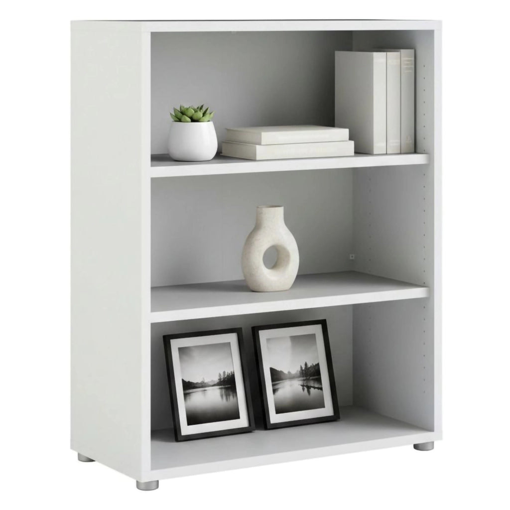Libreria Aziza, Scaffale da ufficio, Mobile portalibri, Biblioteca, 89x40 h113 cm, Bianco
