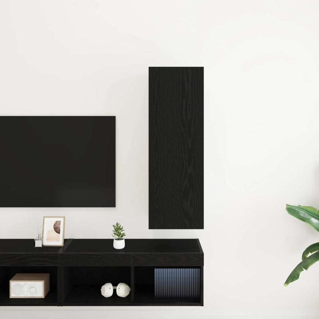 Mobile TV da Parete | Armadietto TV | Mobile Porta TV Rovere Nero 30,5 x 30 x 90 cm