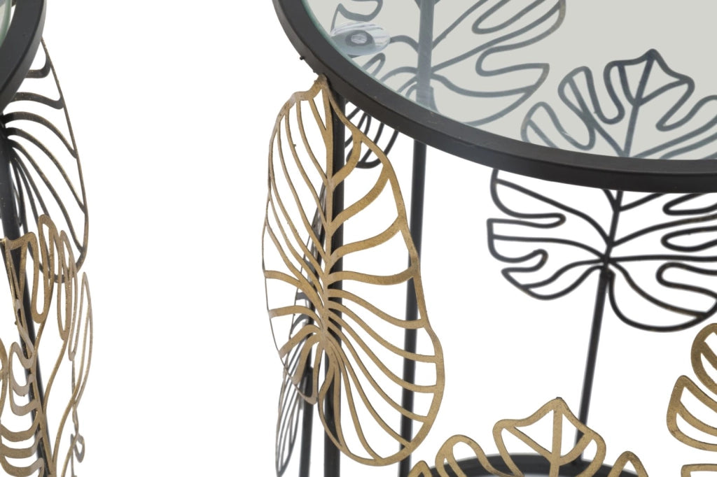 TAVOLINETTI FOGLIE GLAM COPPIA CM � 38X55-33X50
