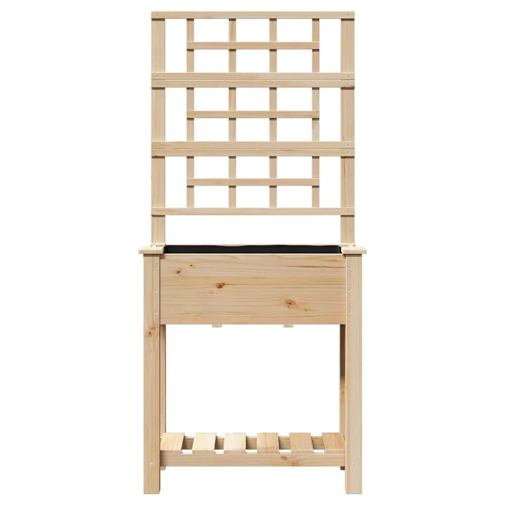 Fioriera rettangolare moderna per giardino 71 x 38 x 152 cm resistente stile minimalista in legno massello di abete beige 02_0058842