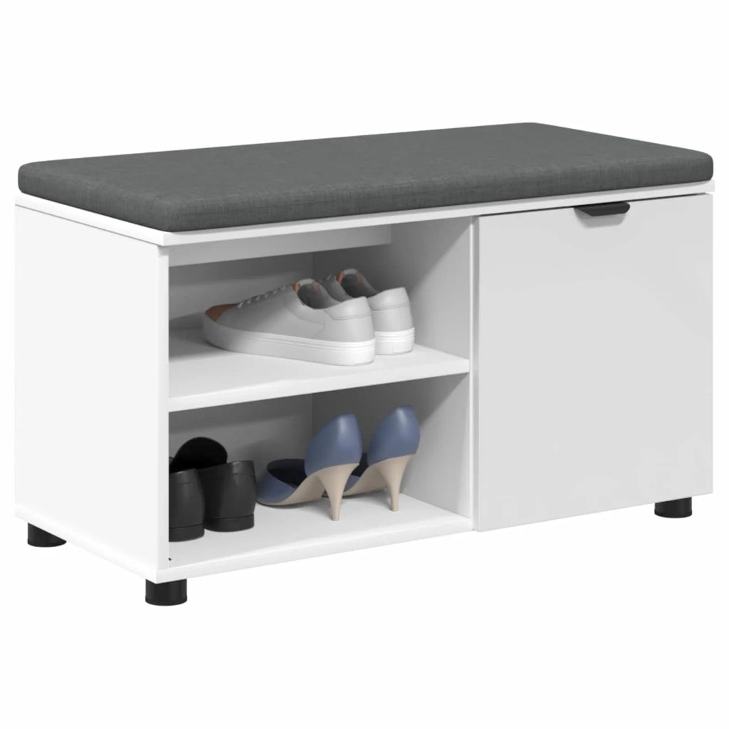 Panca per ingresso con cuscino con porta Bianco 80 x 38 x 46 cm 891504