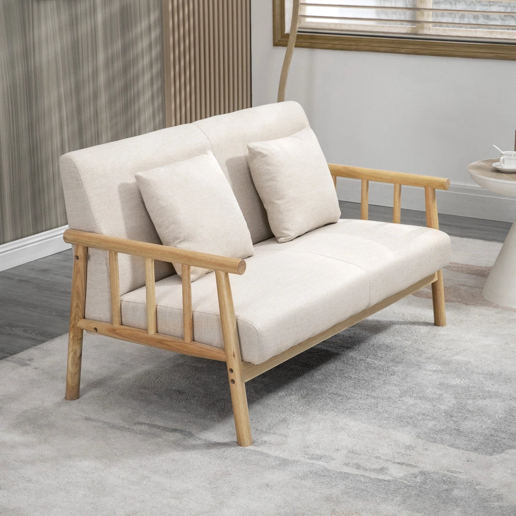 Divano 2 posti in tessuto ¨C zephmum ¨C beige 123x69x74 cm