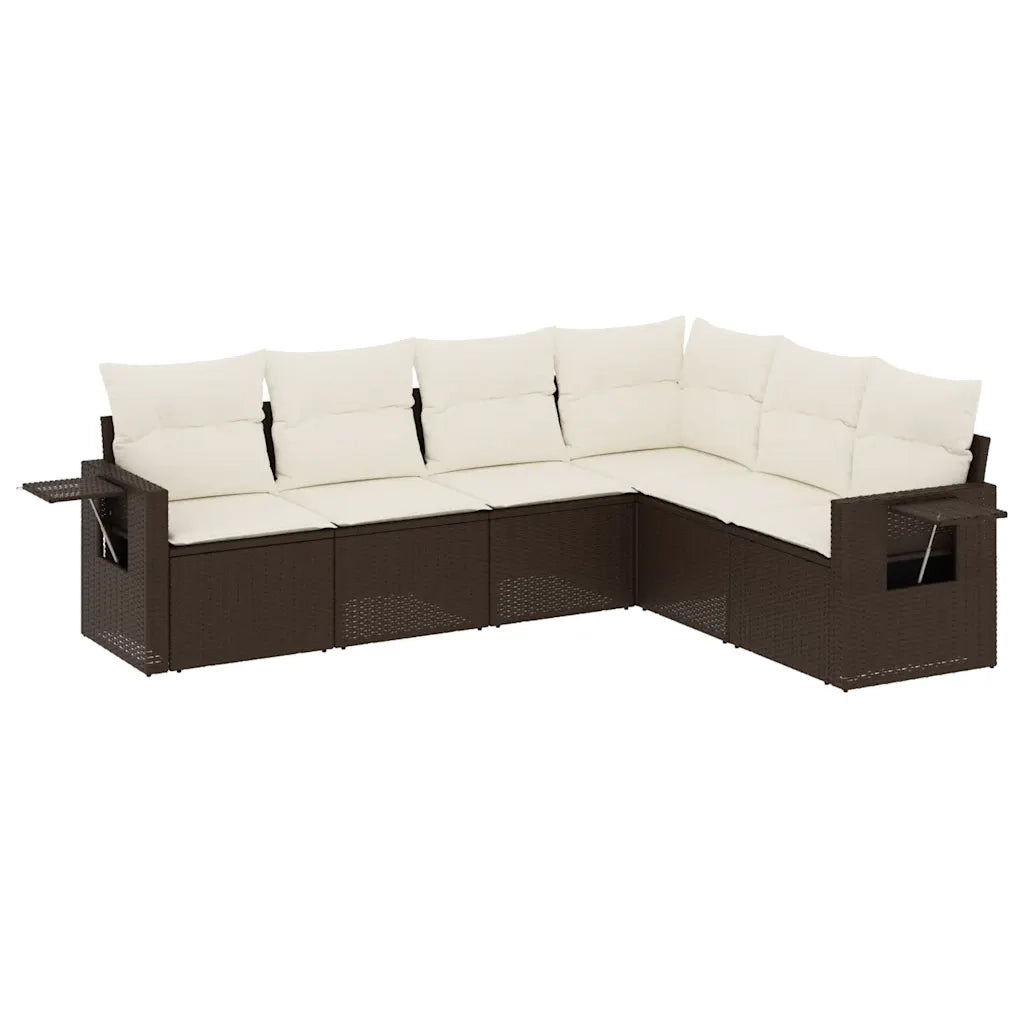 Set Divano da Giardino 6 pz con Cuscini Marrone in Polyrattancod mxl 91572