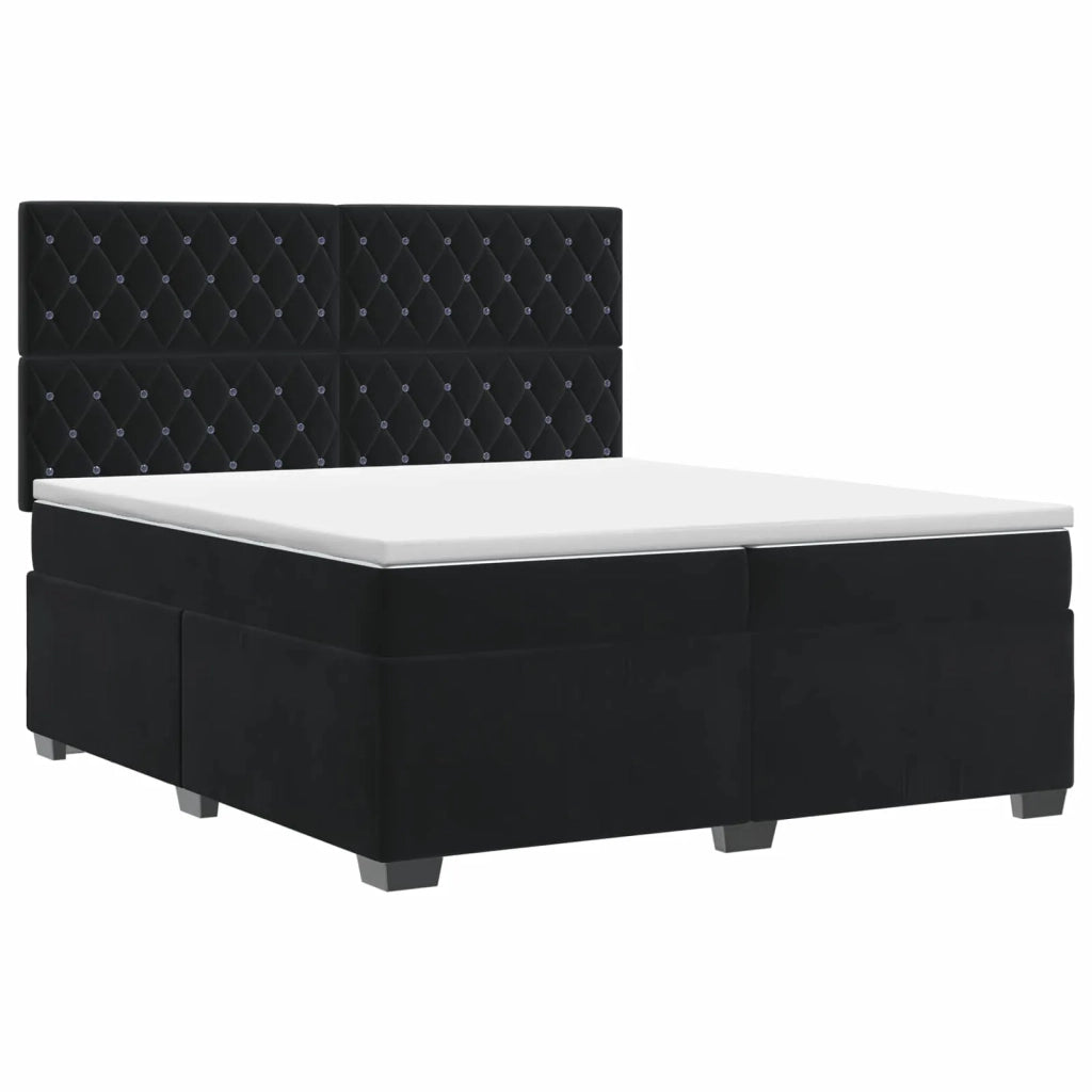 Letto box spring con materasso Nero 200 x 200 cm Velluto 3453706