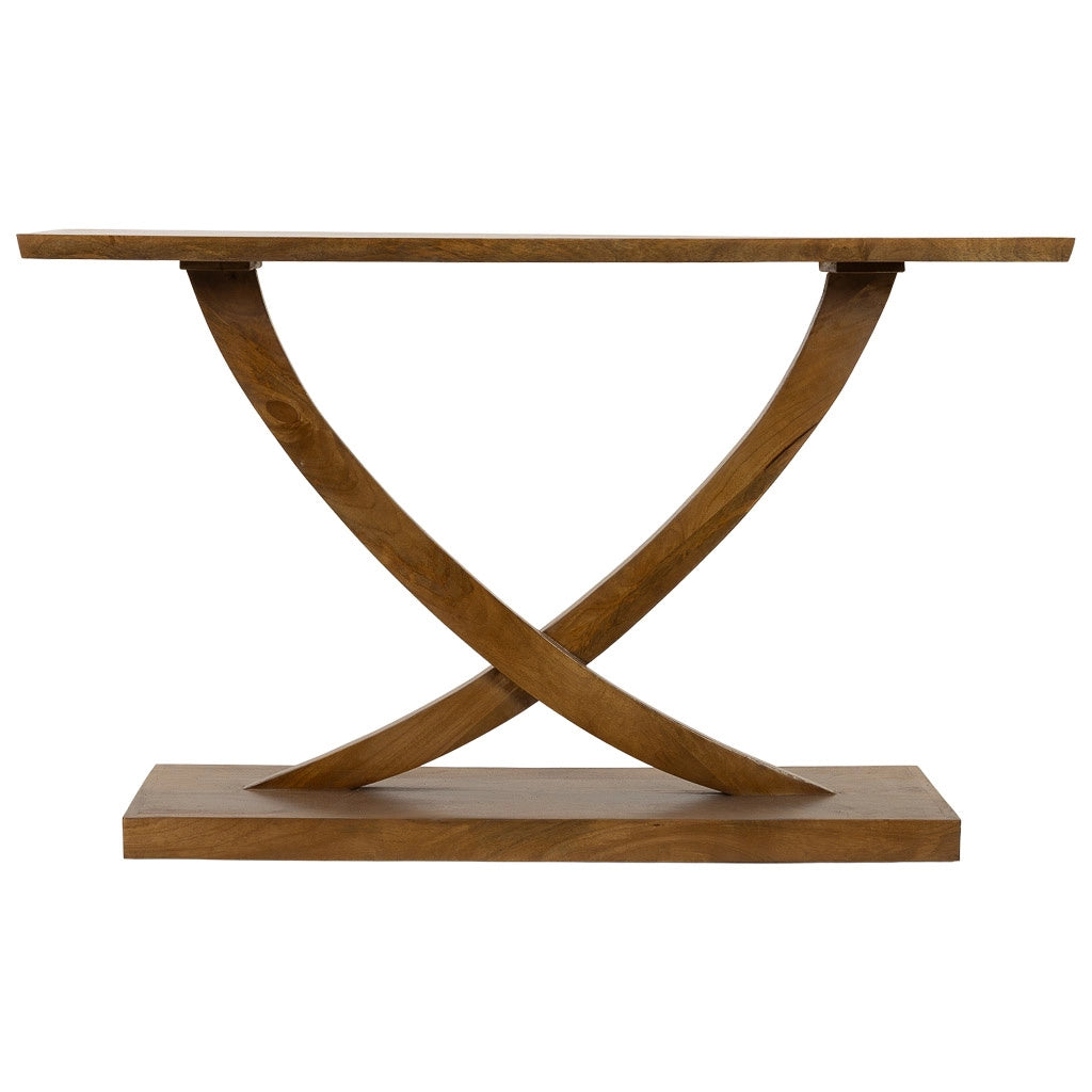 Mobile da ingresso in legno marrone fatto a mano, 120x35x74h cm
