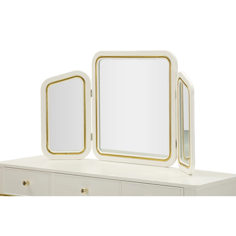Toletta Camille Con Specchio E Sgabello Bianca cm 120x37x79-104x2,5x56-44x34x48
