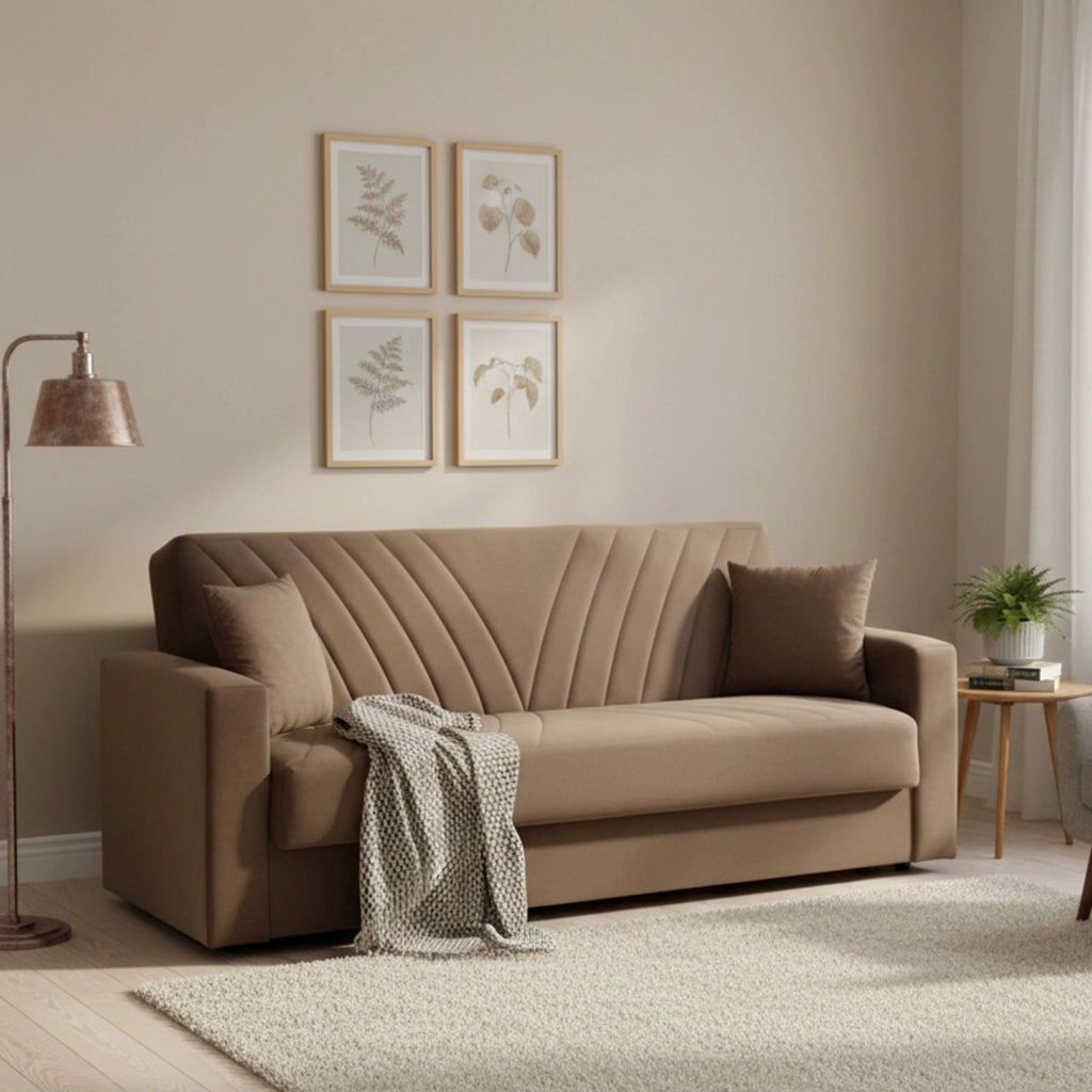 Adda, Divano Letto 3 Posti Contenitore, 81x214 cm Nero