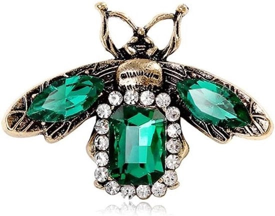 Broche a Spilla con Cristallo Vintage Verde CZ Smeraldo Insetto Accessori di Moda Boutonniere