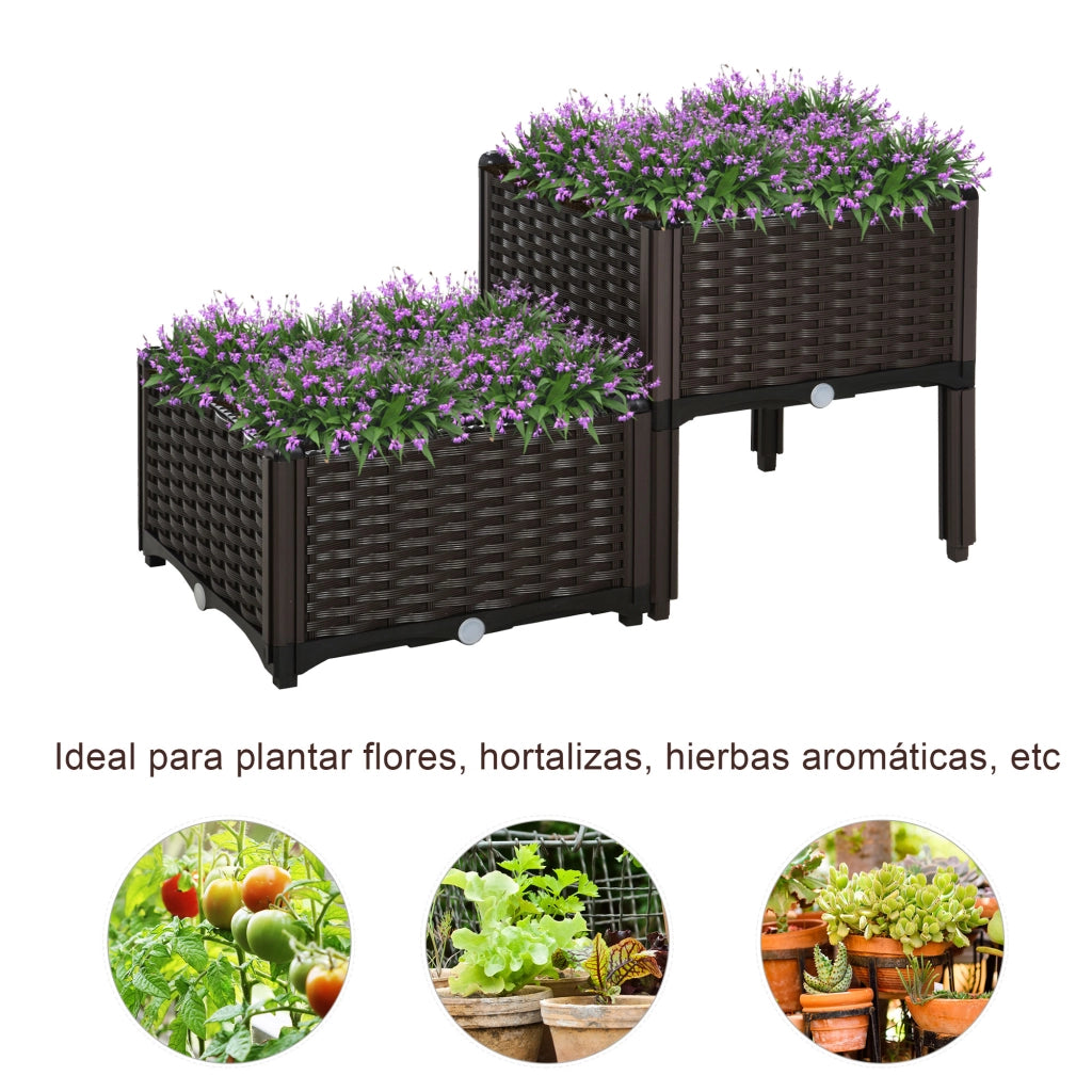 Vaso Quadrato per Giardino ¨C zephmum ¨C 40x40x26 cm Marrone