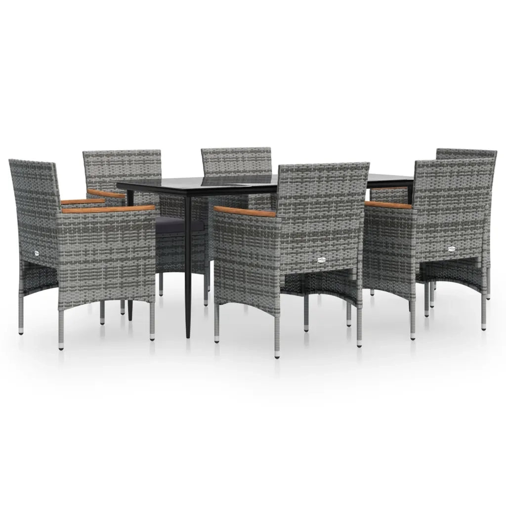 Set da Pranzo da Giardino 7 pz con Cuscini Grigio e Nero cod mxl 35863