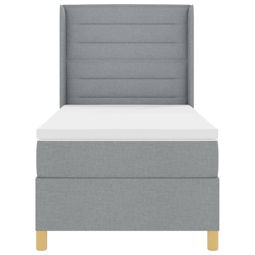 Letto a Molle con Materasso e Luce LED Grigio Chiaro 100x200 cm Tessuto