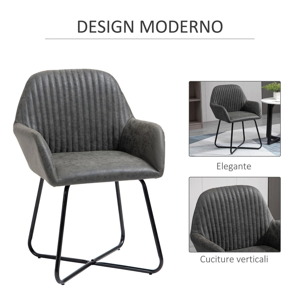 SET 2 SEDIE IMBOTTITE MODERNE DA CUCINA O SOGGIORNO 60X56.5X85CM GRIGIO CHIARO