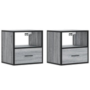 Set di 2 Comodini | Armadio da Notte | Mobiletto da notte a Muro Grigio Sonoma 40x31x39,5 cm