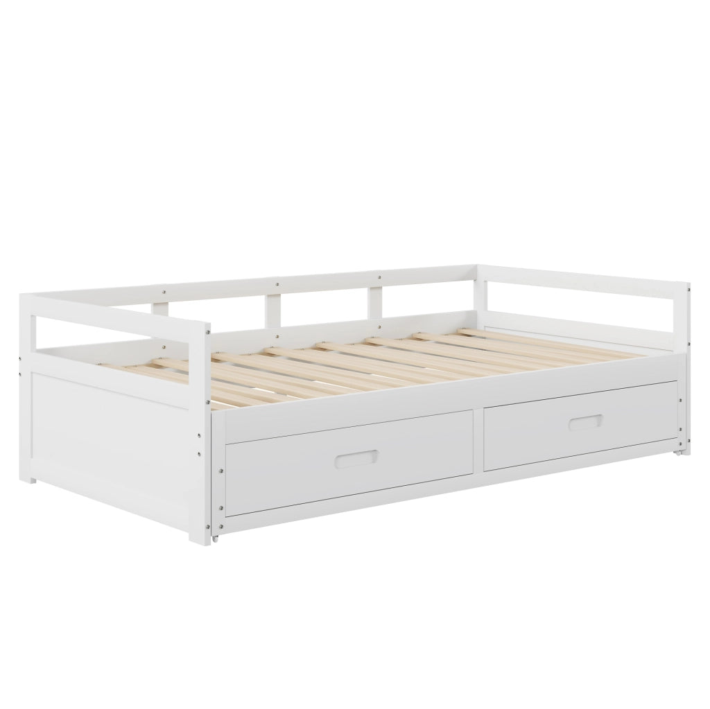Divano letto estraibile 90/180 x 200 cm con 2 cassetti bianco