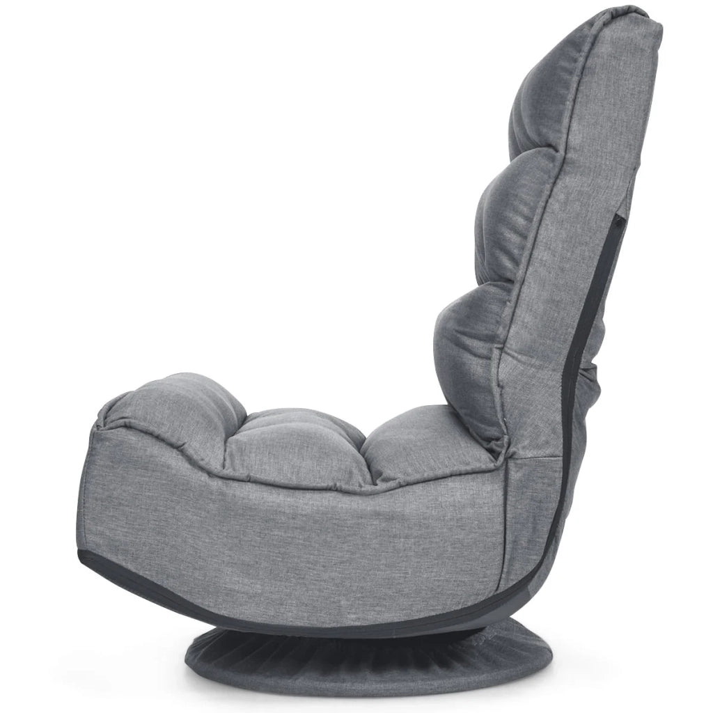 Sedia reclinabile pieghevole e regolabile 59 x 75 x 83 cm base girevole a 360 gradi comoda seduta imbottita grigio 20_0011277