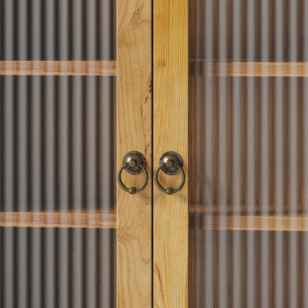 Pensile con 4 Ante; Vano Aperto e Ganci per Bagno e Cucina in Legno Massello 100 × 20 × 80 cm Naturale