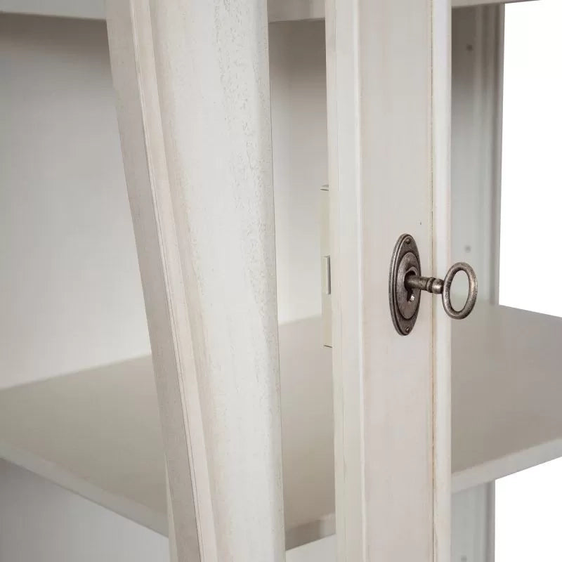 Vetrina sagomata 1 porta legno shabby bianco anticato 71x48x204 (3095) - Mobili 2G