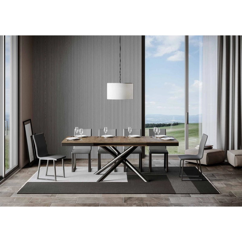 Tavolo allungabile 90x120/224 cm Famas Evolution telaio Antracite - Noce