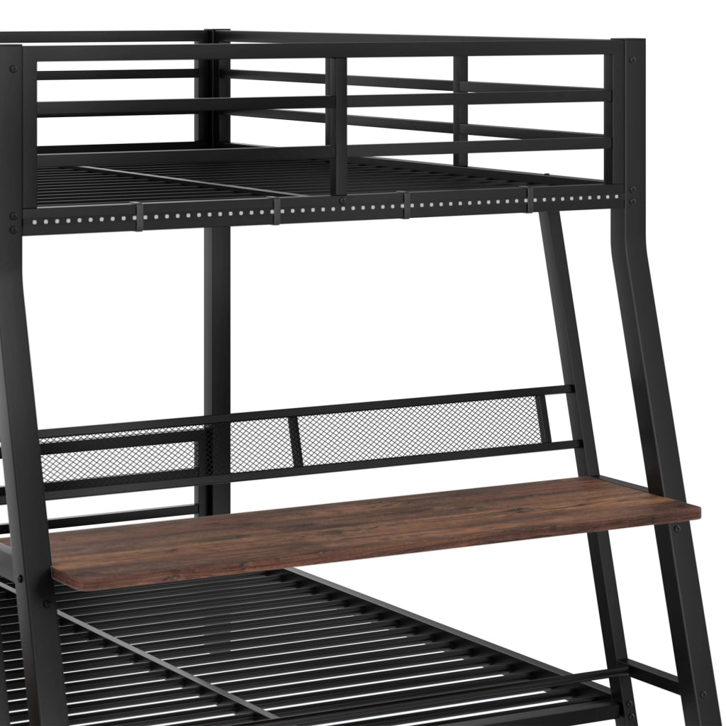Letto a soppalco 140x200 cm con scrivania, cassetti e LED