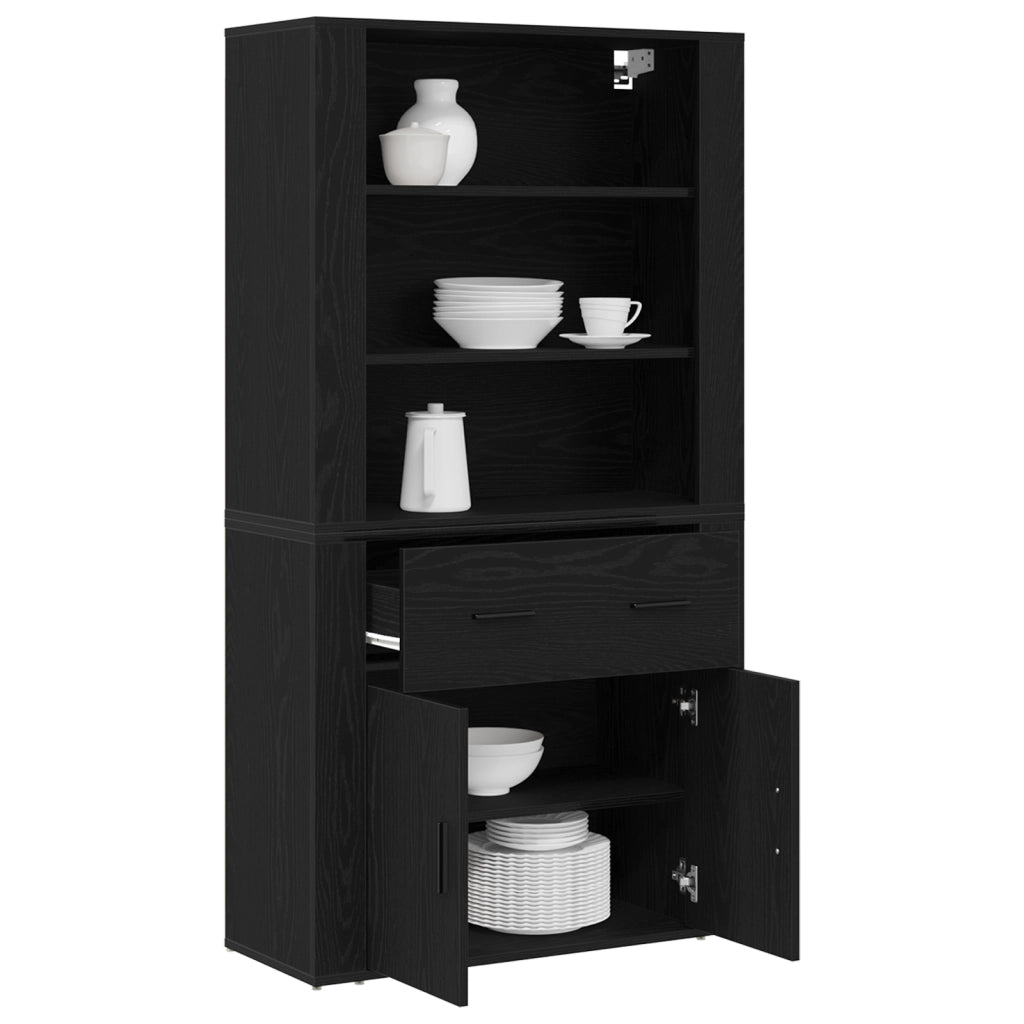 Highboard Rovere Nero Legno ingegnerizzato