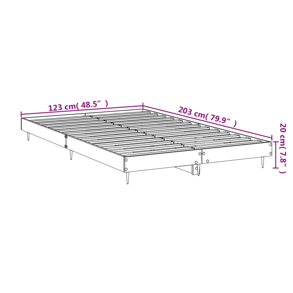 Letto matrimoniale | Letto per adulti | Giroletto senza Materasso Rovere Fumo 120x200 cm in Truciolato