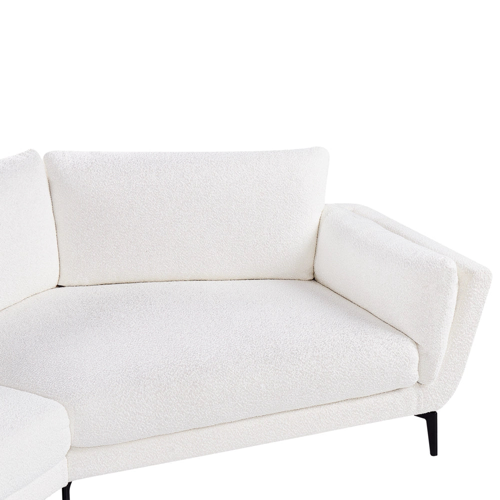 Divano a 3 posti in tessuto bouclè bianco con schienale imbottito elegante moderno minimalista