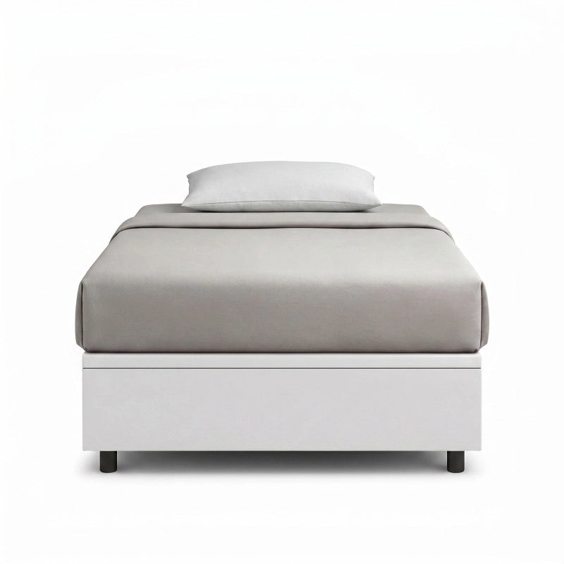 Letto imbottito Singolo 80x190 cm BoxMax - Bianco,Similpelle,Contenitore