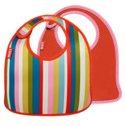 Set di 2 Bavaglini Neonato in Neoprene Motivo a Righe con Chiusura a Strappo Multicolore Built
