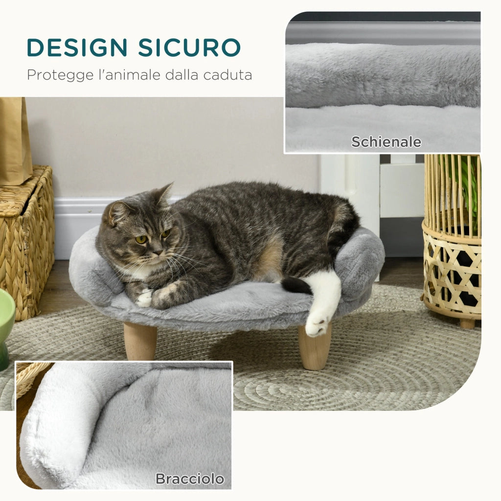 Cuccia Divanetto per Cani e Gatti 47x40x20 cm Sfoderabile in Peluche Grigio