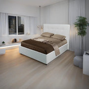 Letto una piazza e mezza Ascoli contenitore in ecopelle bianco