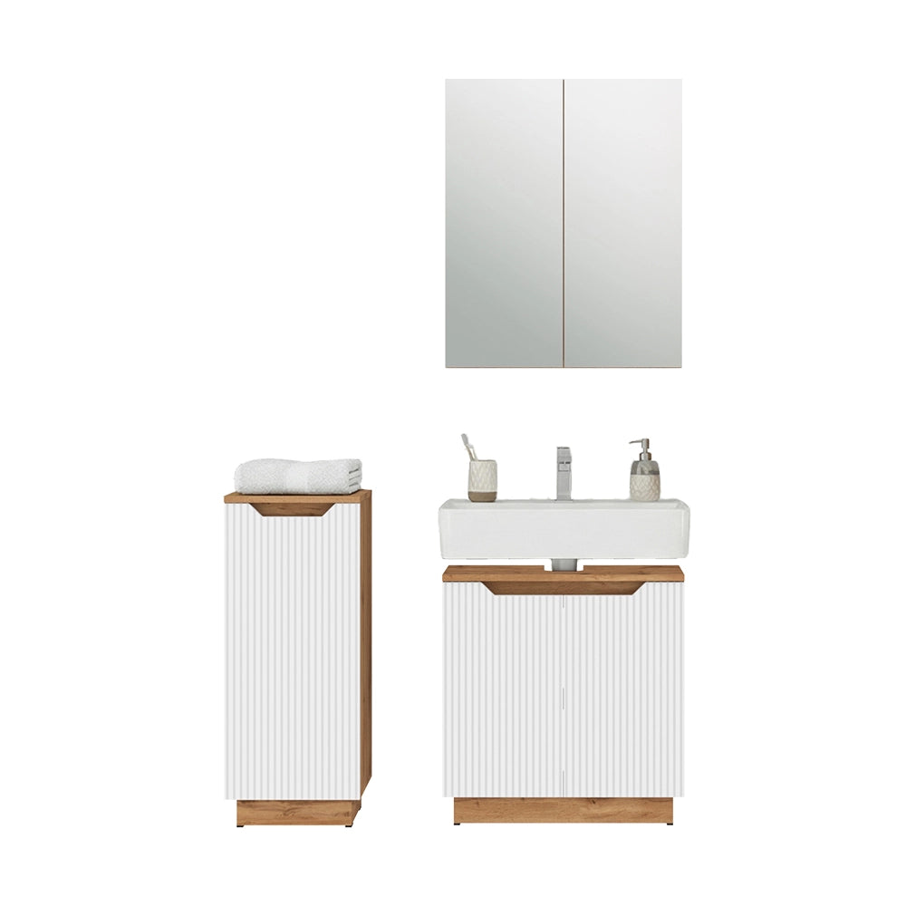 Vicco Set di mobili da bagno Rovere/bianco a strisce 3 parti