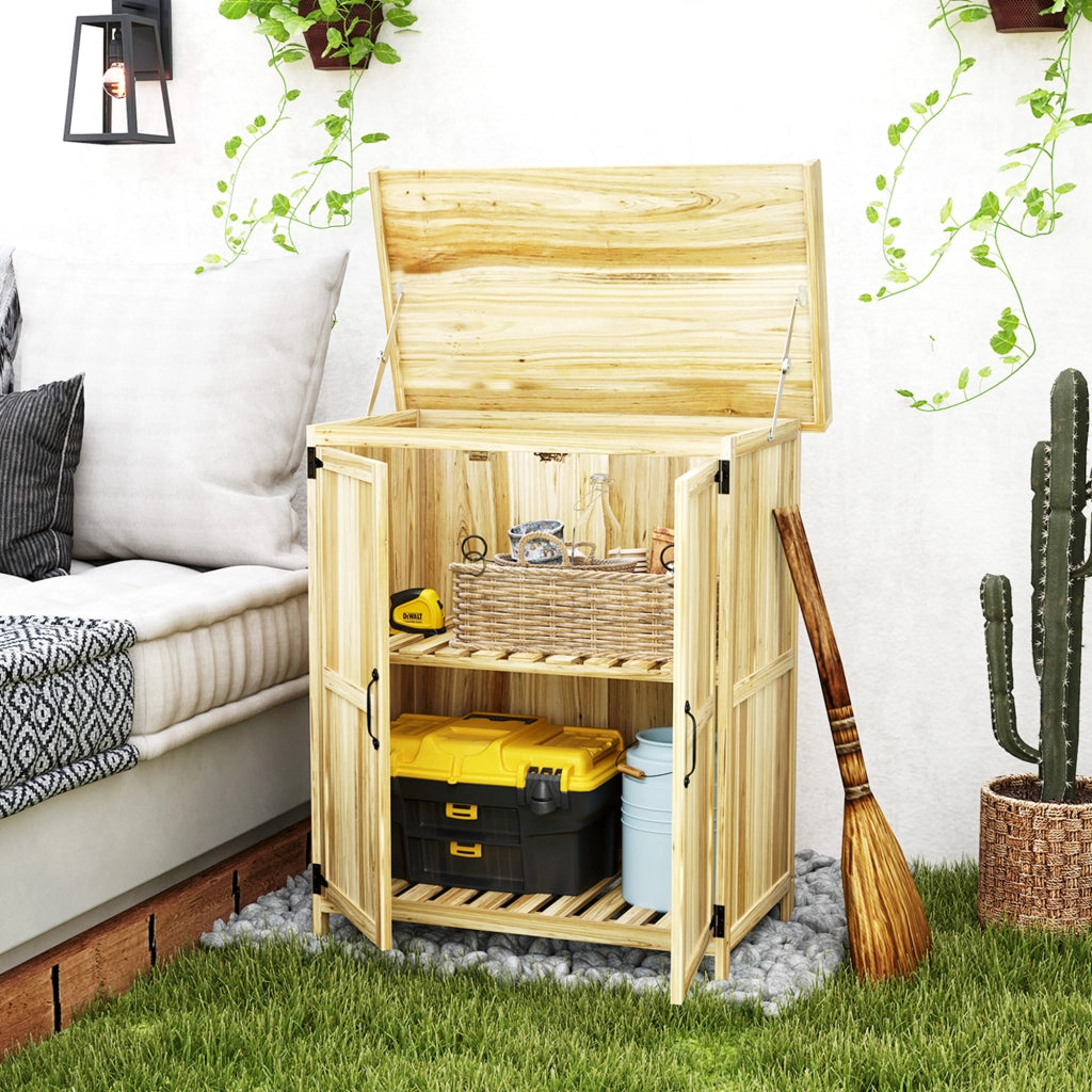 Casetta da giardino in legno con 2 porte e ripiano ¨C zephmum ¨C 74x43x88 cm