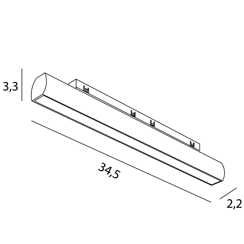 Faretto lineare su binario 1 fase nero LED 18W 3000K