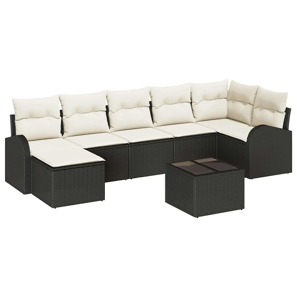 Set di divani con cuscino 8 pcs Nero polyrattan 3354806