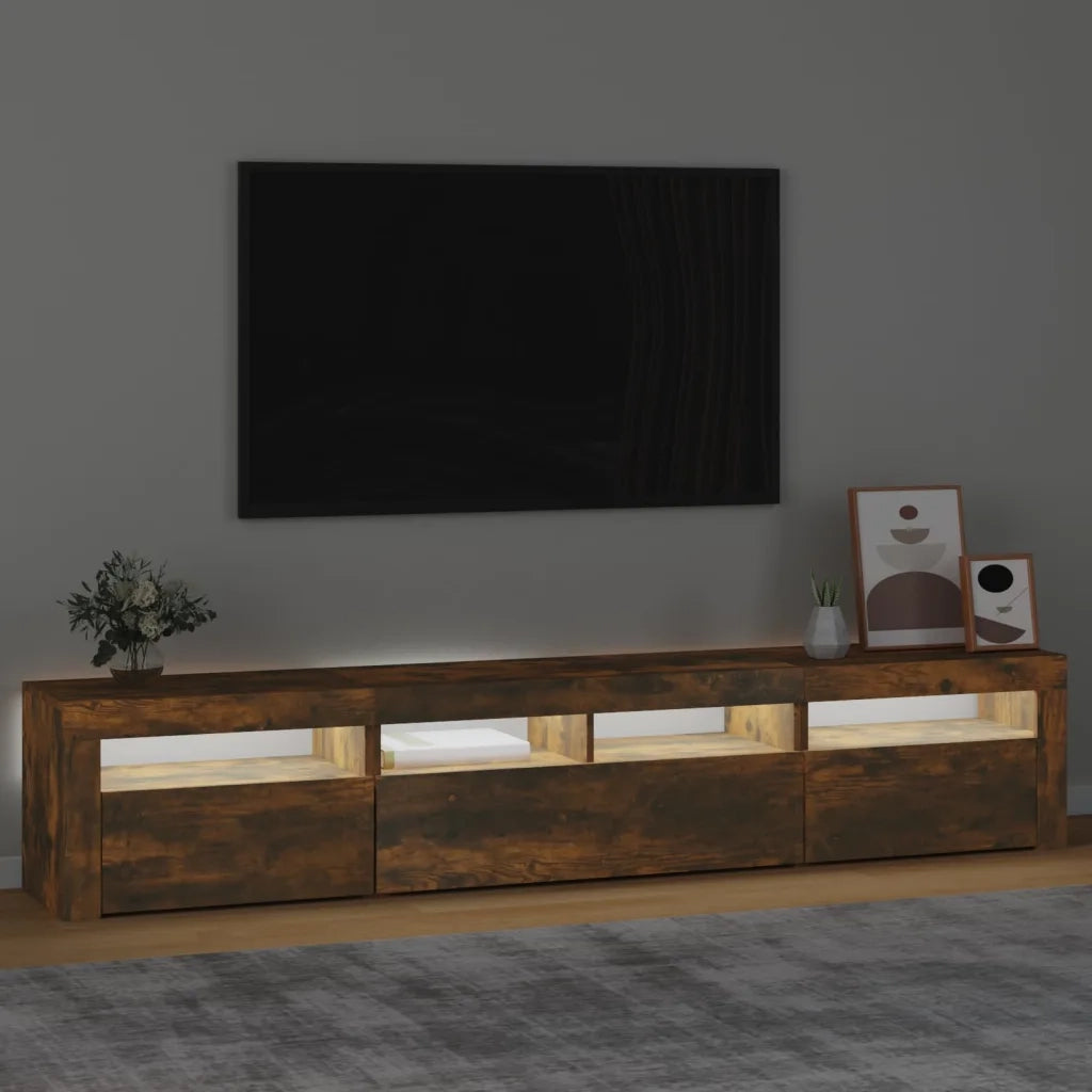 Mobile Porta TV con Luci LED Rovere Fumo 210x35x40 cm cod mxl 24424