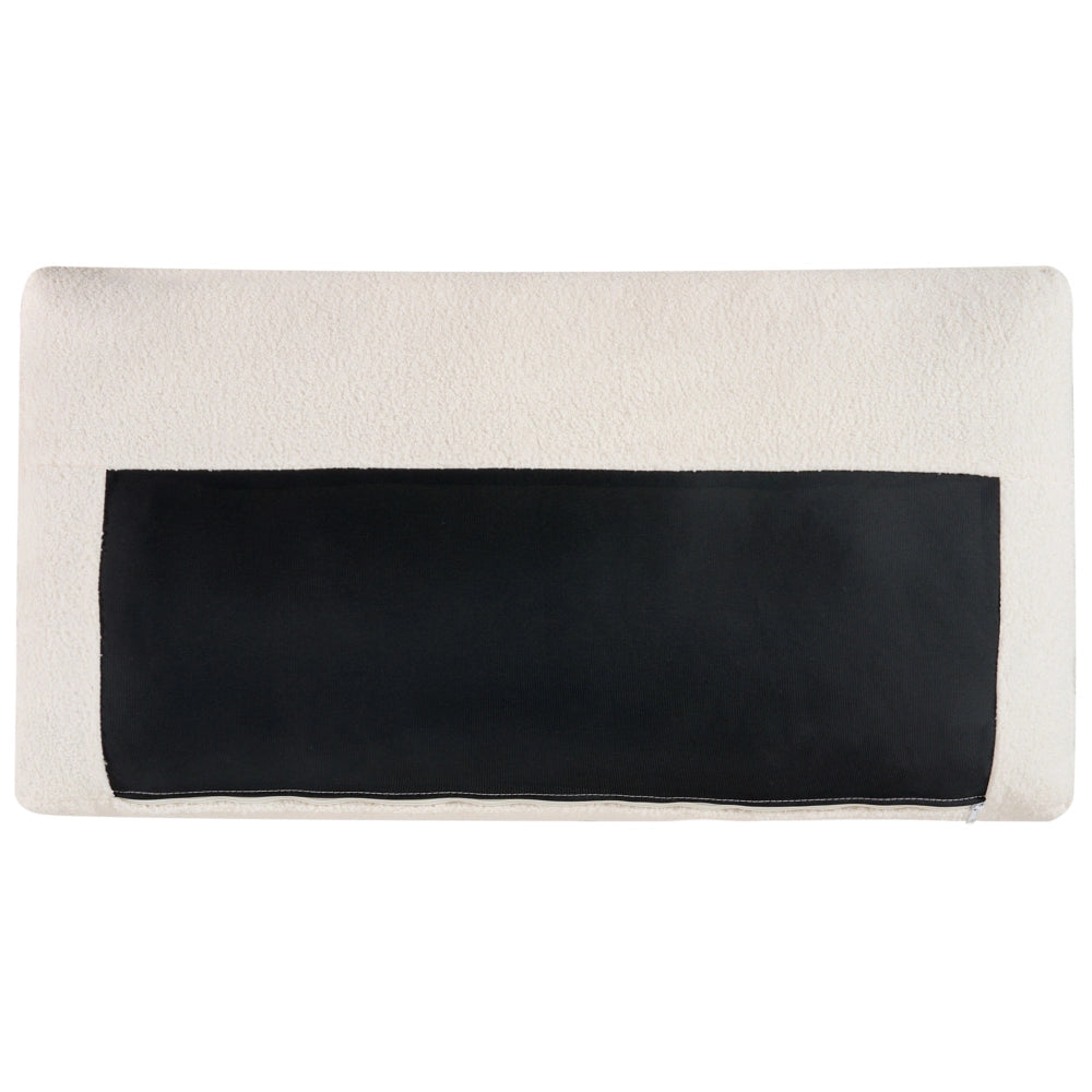 Divano angolare sinistro Rivestimento in bouclé bianco Gambe in legno Elegante