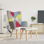 Divano Sedia-Poltrona Relax con Poggiapiedi in Tessuto Patchwork 252726