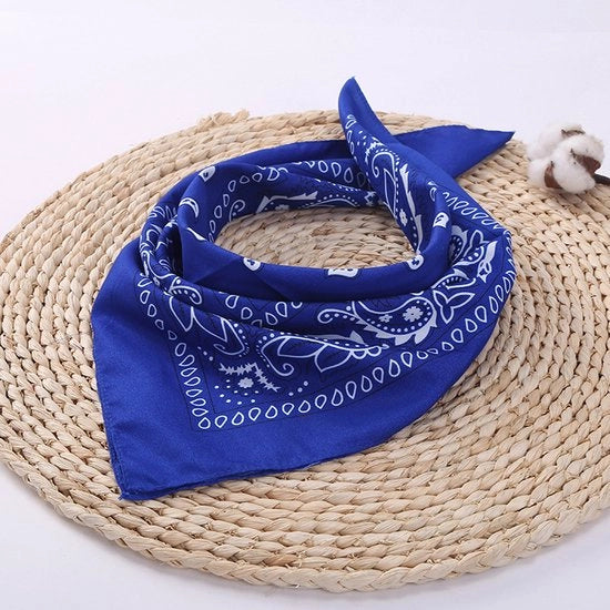 Set di 5 sciarpe quadrati in poliestere e cotone, sciarpa per bicicletta all'aperto, adatta per donne, uomini e bambini, 55*55CM, blu - 55CM*55CM