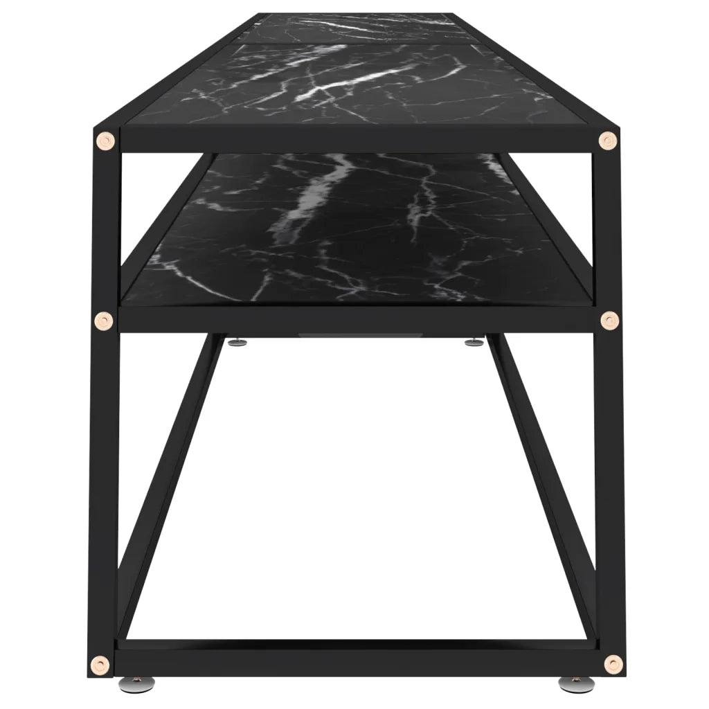 Mobile Porta TV Marmo Nero 220x40x40,5 cm in Vetro Temperato 331733